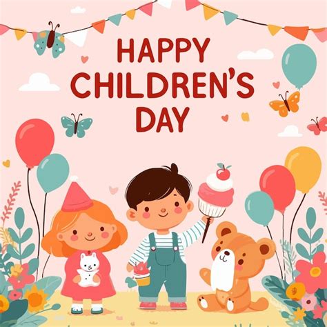 Premium Vector Happy Childrens Day Greetings Vector Design