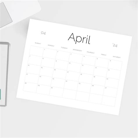 Printable Calendar 2024 Monthly Planner 2024 Letter 85x11 Landscape