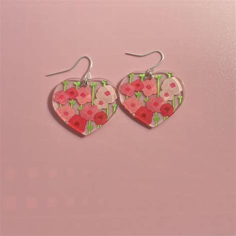 Flower Heart Earrings Hypoallergenic Earring Depop