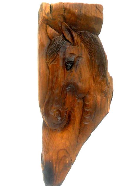 Wooden Horse Head Wooden Horse Wood Figurine Wooden Animal Vintage