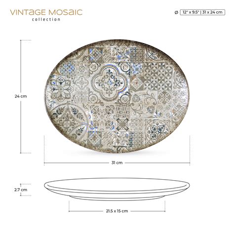Tableware Plateware Coupe Plate Vintage Mosaic Ellipse