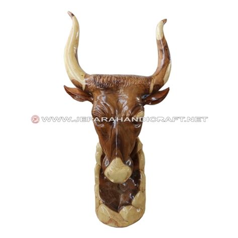 Jual Patung Kepala Banteng Kayu Trembesi Solid Unik Terbaru