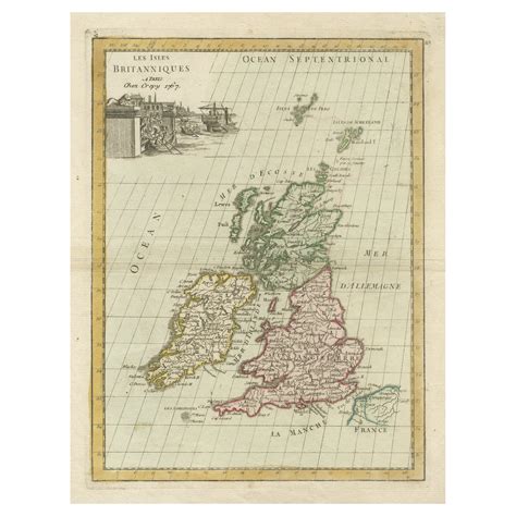 Antique Map Of The British Isles According To The Geography Of The