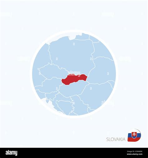 Map icon of Slovakia. Blue map of Europe with highlighted Slovakia in ...