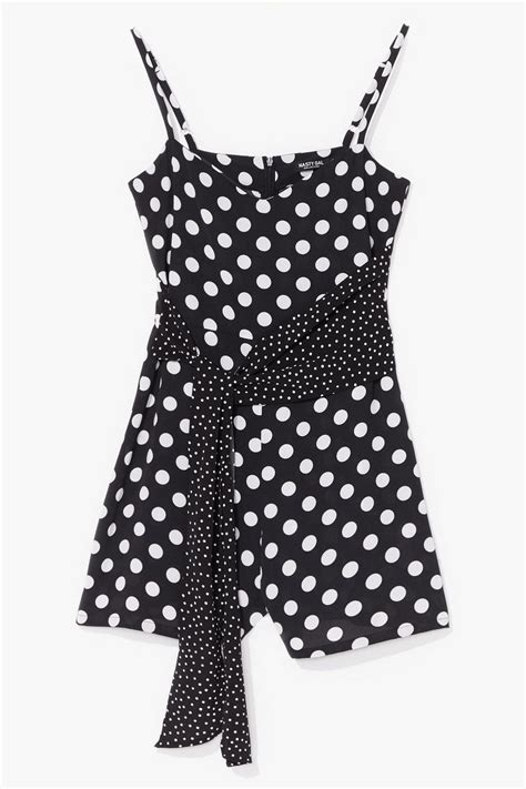 Womens Spot The Difference Polka Dot Tie Playsuit Boohoo Uk