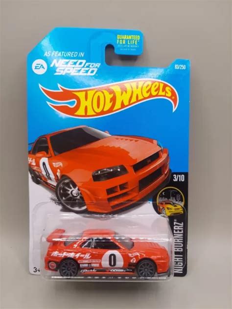 HOT WHEELS NISSAN Skyline GT R R34 2016 Night Burnerz EA Need For Speed VHTF D6 EUR 16 33