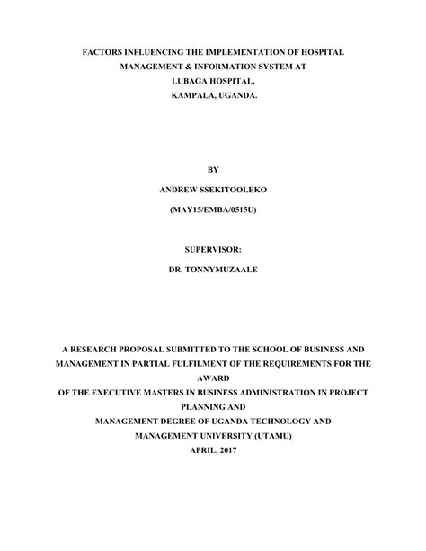 Factors Influencing The Implementation Of Hospital Management