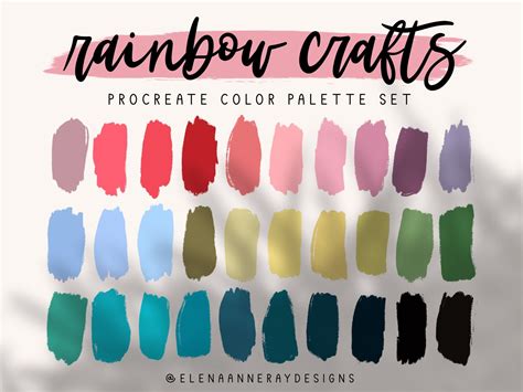 4 Procreate Color Palettes Rainbow Crafts Vivid Colors Etsy