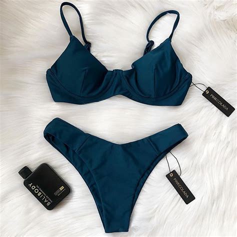 Dark Blue Teal Bikini From Pinkcolada Luxury Australian Swimwear