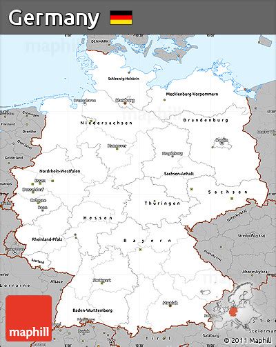 Free Gray Simple Map Of Germany