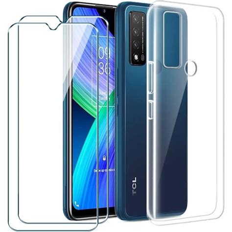 Coque TCL 20 R 5G Cover 2X Film de Verre Trempé Silicone Bumper