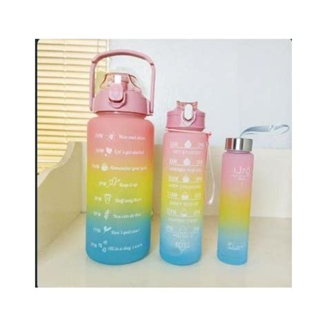 Generic 3 In 1 Set Water Bottle Motivational Sports Outdoor Travel Gym Fitness Leakproof Bottle