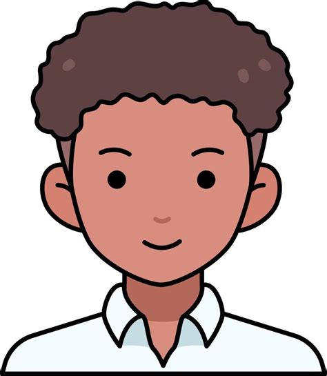 Man Boy Avatar User Person People Curly Hair Black Colored Outline