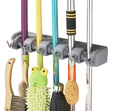 Anderw 5 Position Broom Holder Mop Holder Broom Organizer Wall