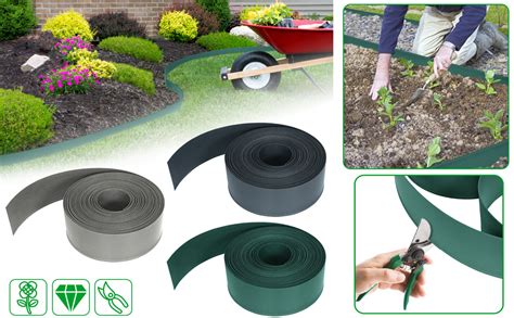 UISEBRT Rasenkante Kunstoff 100m Lawn Edging Roll Plastic