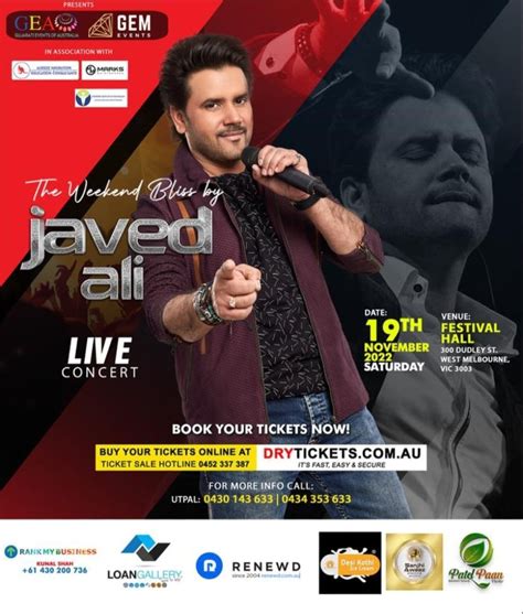 Javed Ali Live in concert Tickets | Festival Hall, Melbourne, VI | November 19, 2022