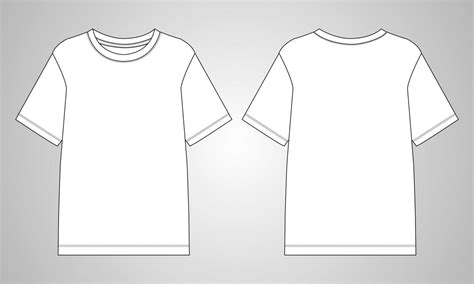 Short Sleeve T Shirt Technical Fashion Flats Sketch Vector Illustration