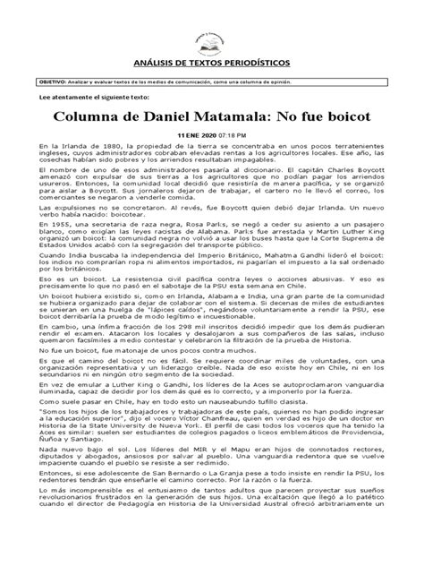 Guía Análisis Columna de Opinión | PDF | Boicotear | Gobierno 