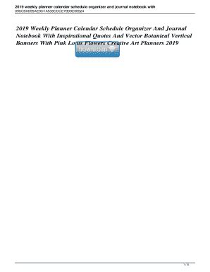 Fillable Online 2019 Weekly Planner Calendar Schedule Organizer And