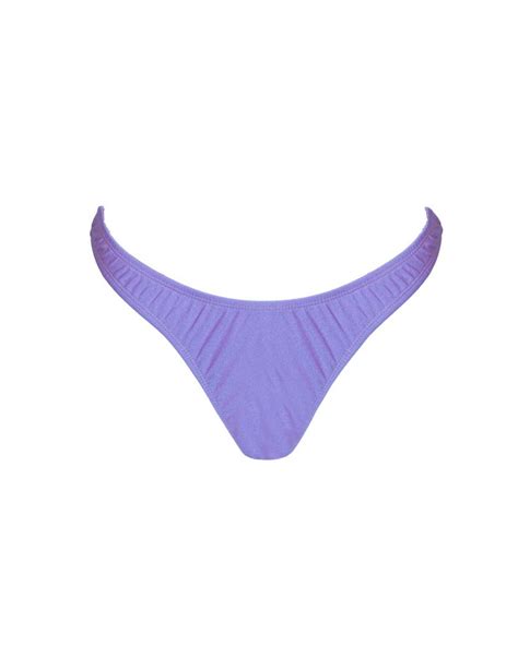 Purple Ruched Thong Low Rise Bikini Bottom XS Vivien Vance