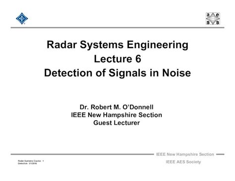 PDF Radar Systems Engineering Lecture 6 Detection Of Signals Radar