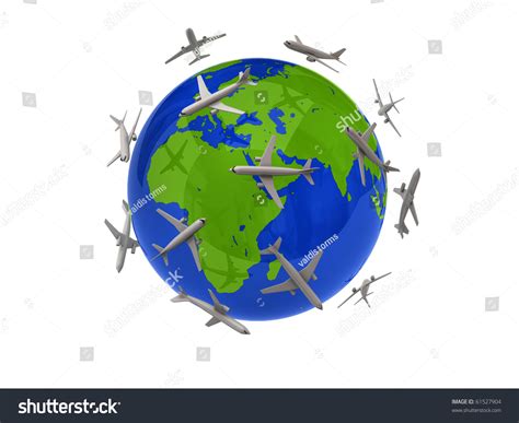 Planes Flying Around Globe Stock Illustration 61527904 Shutterstock