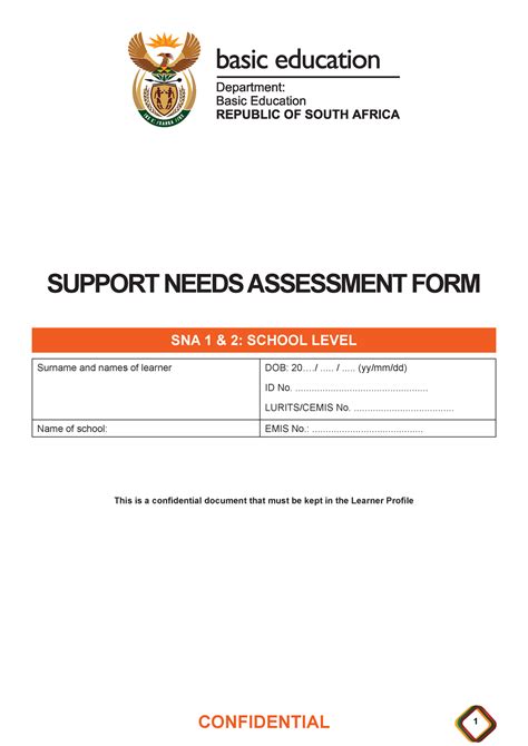 SNA FORM PDF SUPPORT NEEDS ASSESSMENT FORM SNA 1 2 SCHOOL LEVEL