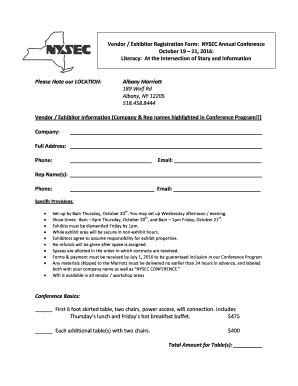 Fillable Online Nysecteach Vendor Exhibitor Registration Form Nysec