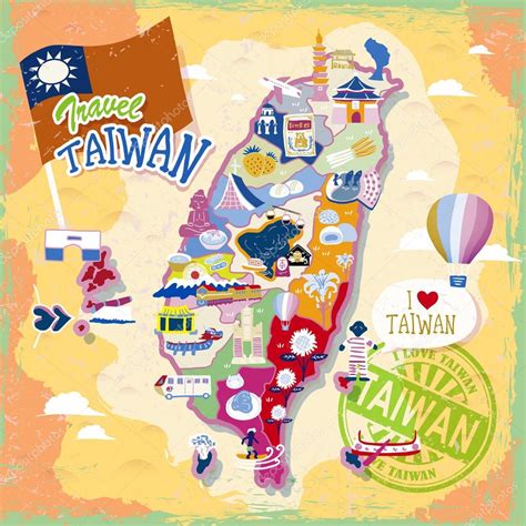 Taiwan travel map — Stock Vector © kchungtw #91558898