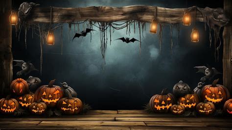 Premium Ai Image Enigmatic Halloween Celebration Background For Party Card Featuring An Aged