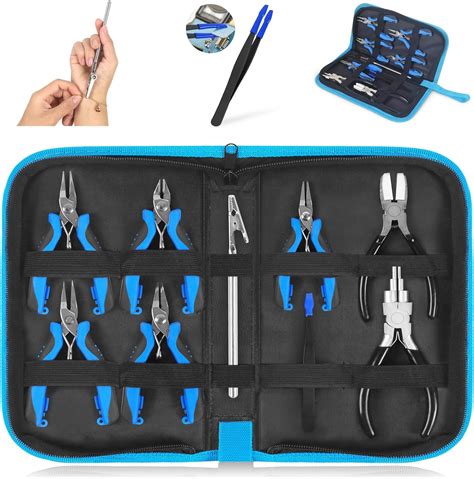 Jewellry Pliers Set 9 Pieces Jewelry Making Tools Kit Blue Jewelry