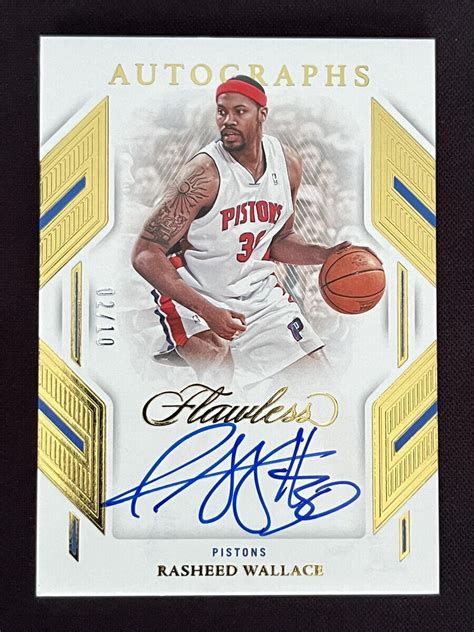 2022 23 Panini Flawless Rasheed Wallace Fa Rwl Gold Autographs Auto