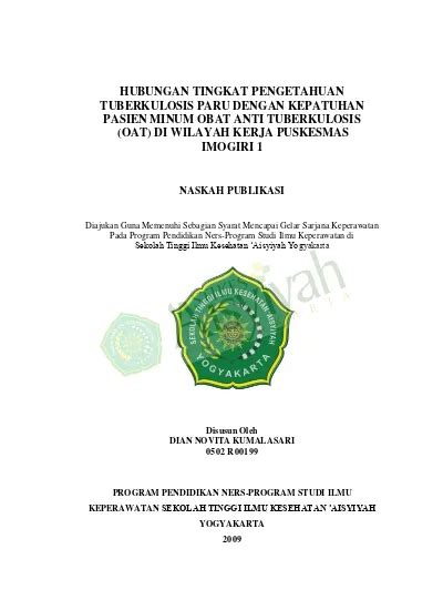 Hubungan Tingkat Pengetahuan Tuberkulosis Paru Dengan Kepatuhan Pasien