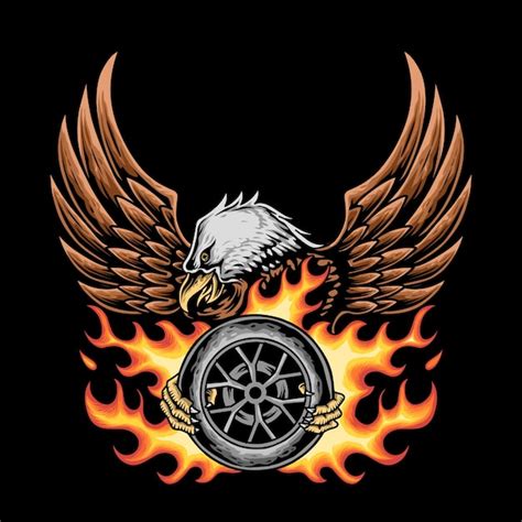 Premium Vector Illustration Design Of An Eagle Carrying A Wheel