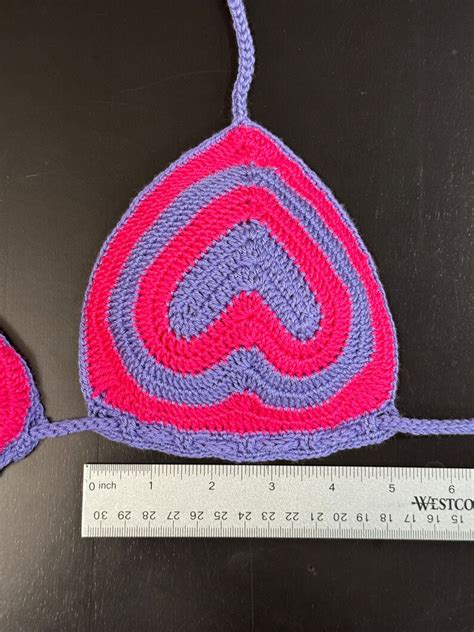 NWT Crochet FULL LINED Bikini Adjustable Summer Handmade Striped Heart