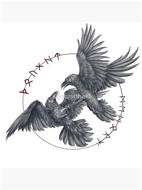 "Odin's Ravens-Hugin and Munin" Poster for Sale by sdawsonart | Redbubble