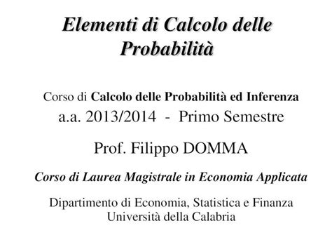 PDF Elementi di Calcolo delle Probabilità ecostat unical it delle