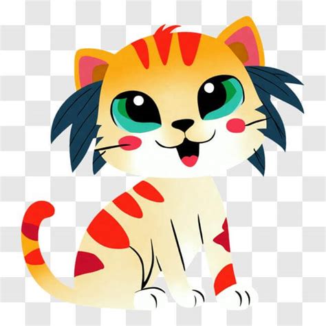 Download Adorable Cartoon Cat Sitting And Smiling Png Online Creative Fabrica