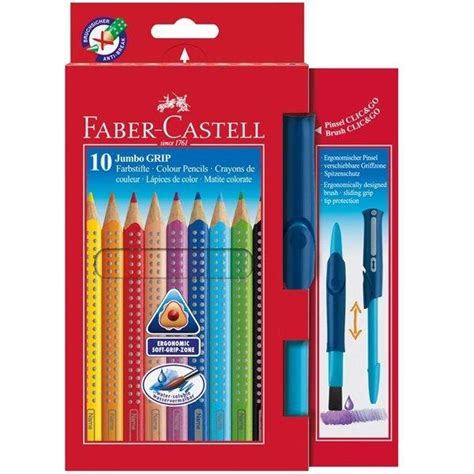 Kredki Jumbo Grip z pędzelkiem 10 kolorów Faber Castell Sklep