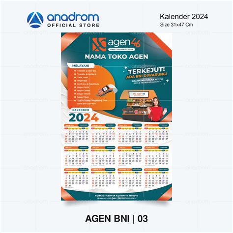 Jual Kalender Dinding Agen Bri Bsi Bni Mandri Kalender Agen