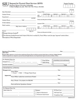 Fillable Online Pso Siu Request For Physical Plant Services Pso Siu