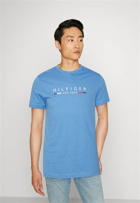 Tommy Hilfiger New York Tee T Shirt Print Sky Cloud Lichtblauw