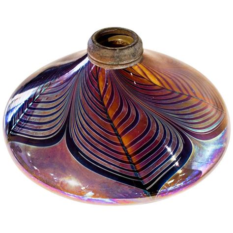 Hartman Pulled Feather Art Glass Oil Lamp At 1stdibs