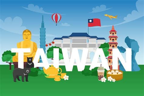 Free Vector Taiwan Word With Landmarks