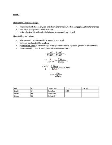 Chem Week Chem Week Notes Week Physical And Chemical Changes