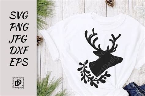 Deer Svg Christmas Deer Head Silhouette Png Dxf