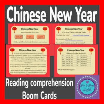 Chinese New Year Reading Comprehension Boom Cards - No Prep Center ...