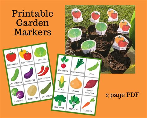 Printable Garden Markers Diy Garden Markers Vegetable Garden Plant