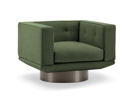 SALLY Swivel Fabric Armchair With Armrests By Minotti