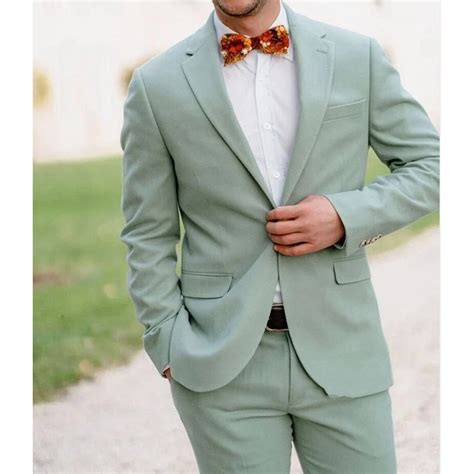 Mint Green Men S Suits Single Breasted Notched Lapel Formal Wedding